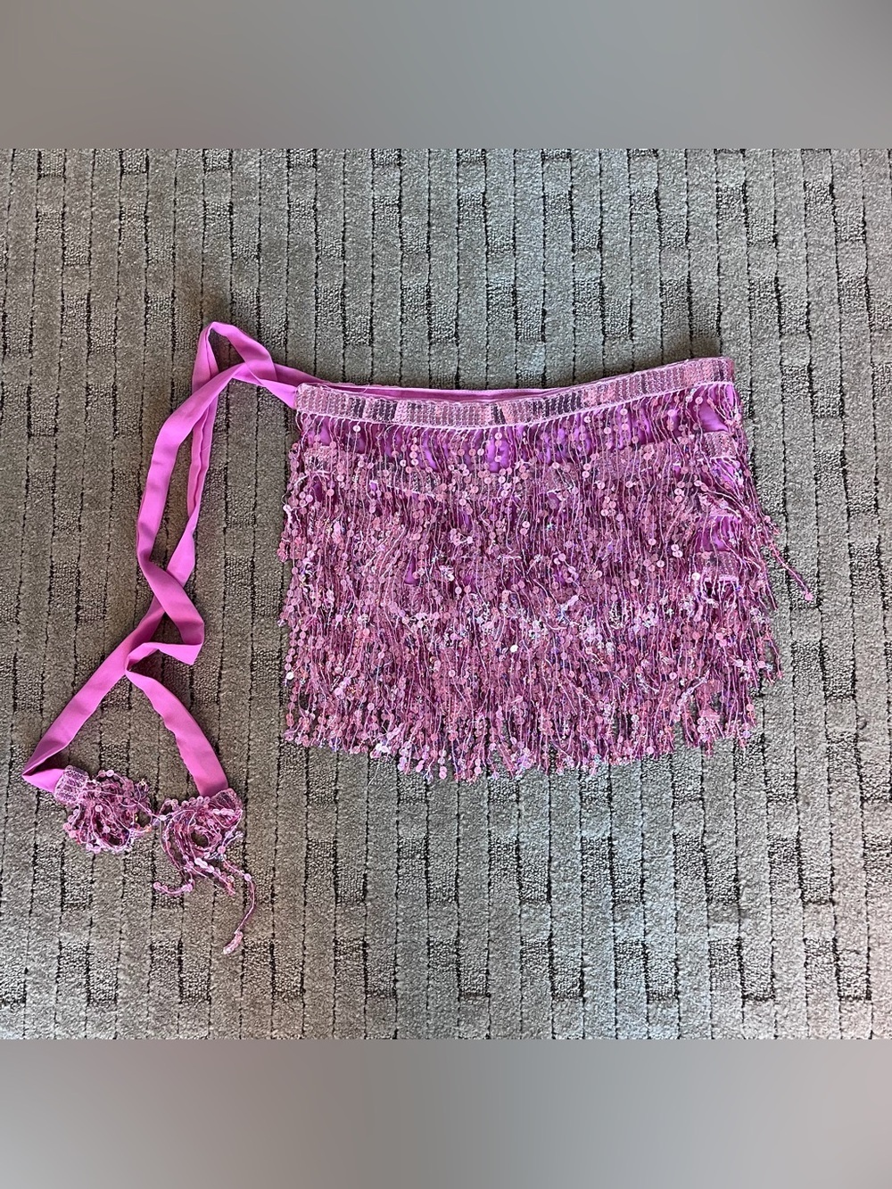 Amazon Pink Sequin Fringe Mini Skirt